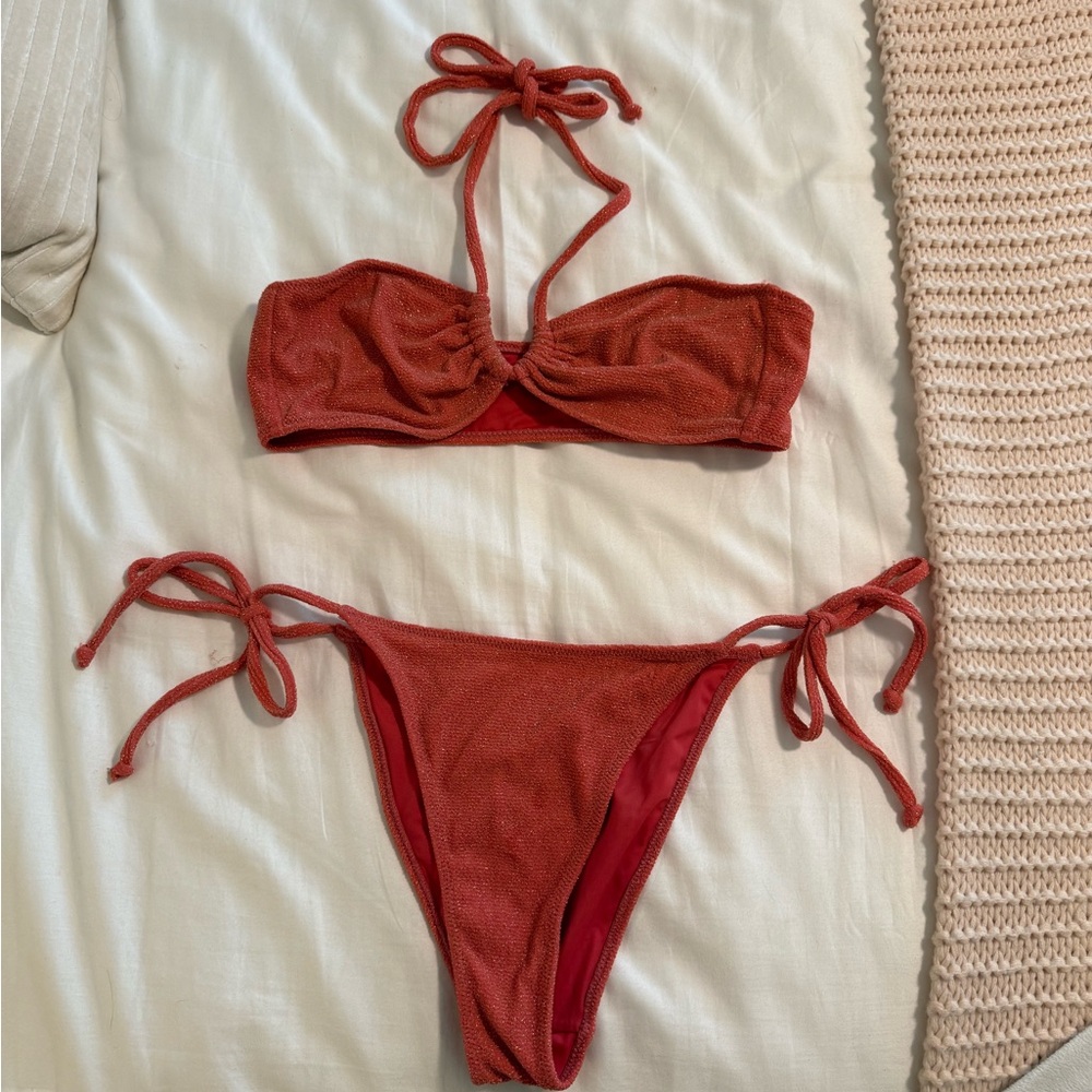 Pacsun Orange Shimmer Bikini Set